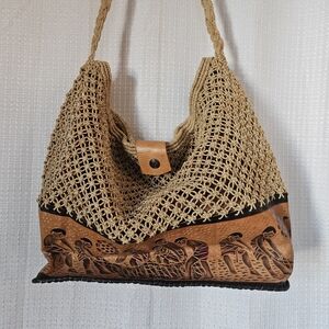 Vintage Beautifully‎ Hand- crafted Bag with Hand-tooled, Leather Scene